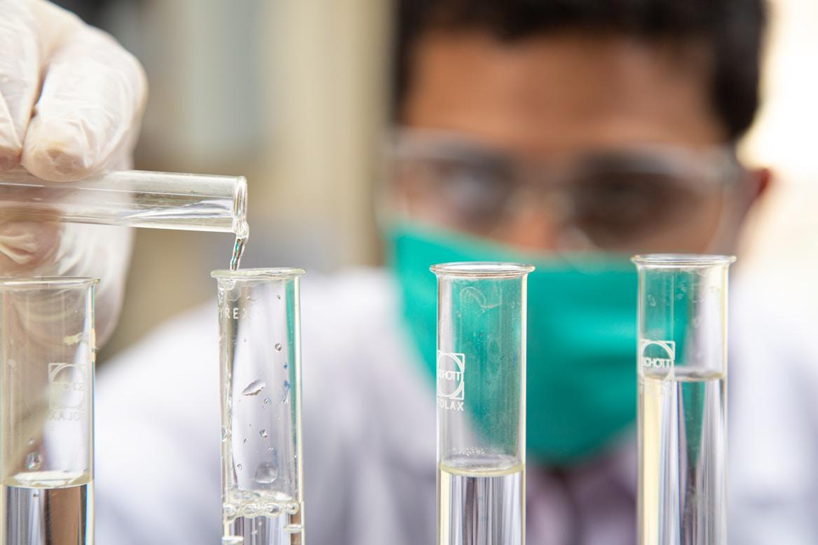 Scientist pipetting samples in the laboratory
